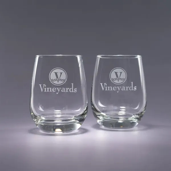 Set of two 15.5 oz. stemless wine glasses with deep etched... from ASI 62985 J. Charles