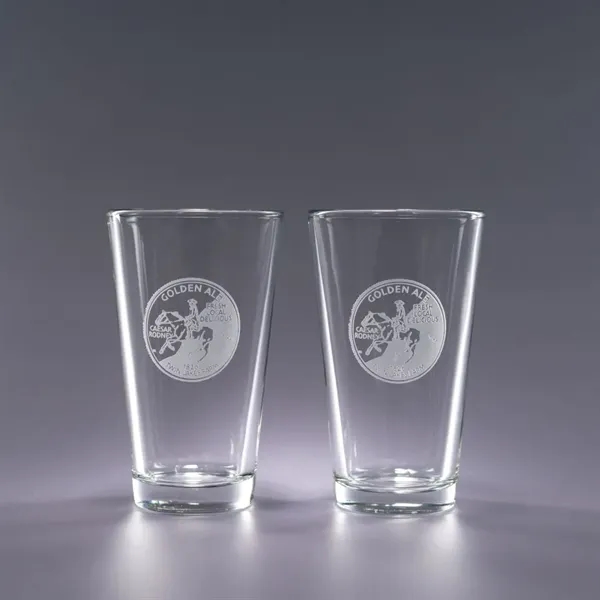 Set of two etched 16 oz. micro-brew glasses inside a gift... from ASI 62985 J. Charles