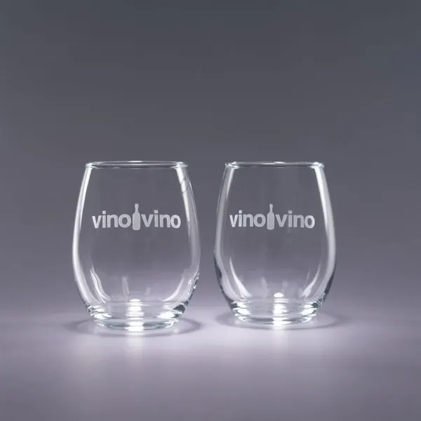 Set of two 17 oz. stemless wine glasses with deep etched... from ASI 62985 J. Charles