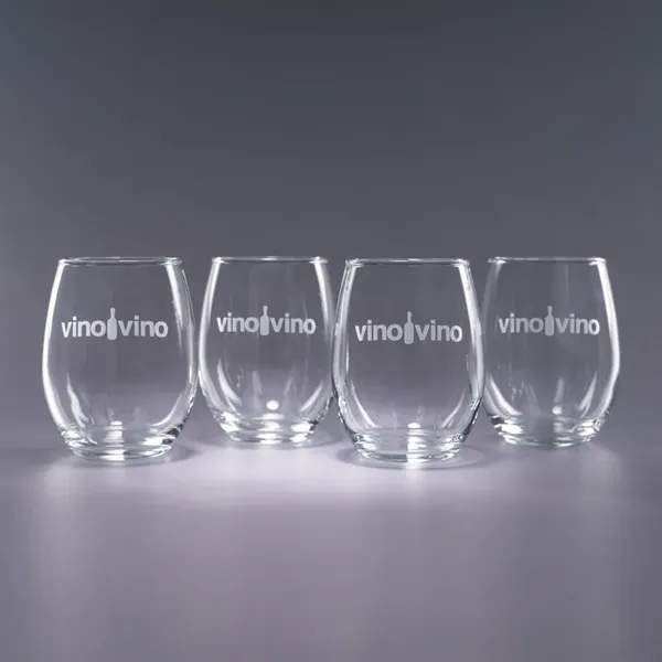 Set of four 17 oz. stemless wine glasses with deep etched... from ASI 62985 J. Charles