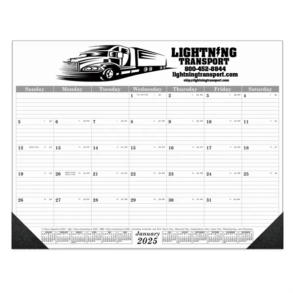 12-month desk calendar with titanium white paper and premium leatherette corners.... from ASI 56950 Gill Studios Inc / Gill-Line®