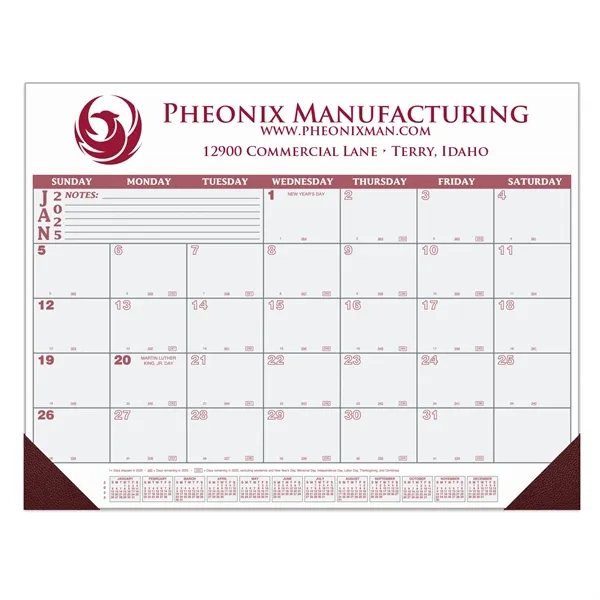 12-month desk calendar with titanium white paper and premium leatherette corners.... from ASI 56950 Gill Studios Inc / Gill-Line®
