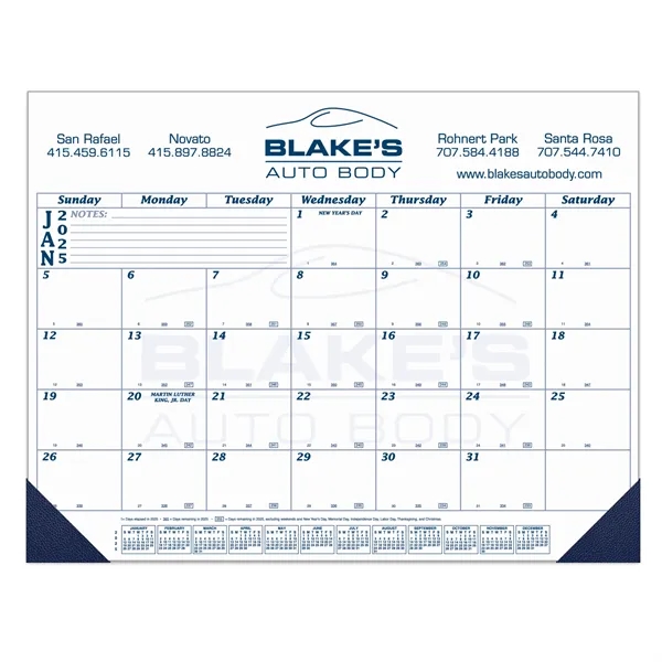 12-month desk calendar with titanium white paper and premium leatherette corners.... from ASI 56950 Gill Studios Inc / Gill-Line®