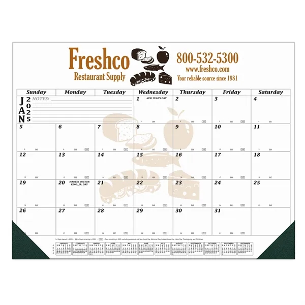 12-month desk calendar with titanium white paper and premium leatherette corners.... from ASI 56950 Gill Studios Inc / Gill-Line®