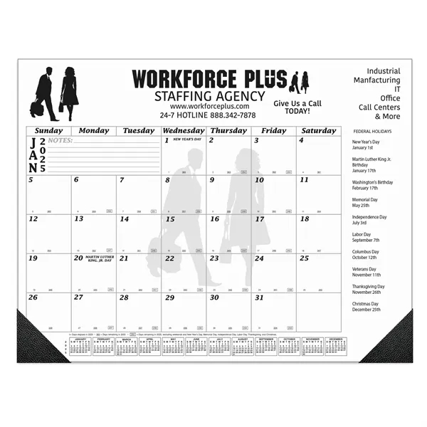 12-month desk calendar with titanium white paper and premium leatherette corners.... from ASI 56950 Gill Studios Inc / Gill-Line®