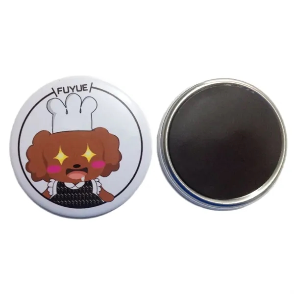 Full color round tin fridge magnet plus full color CMYK imprint... from ASI 37218 Athena Promo (tm)