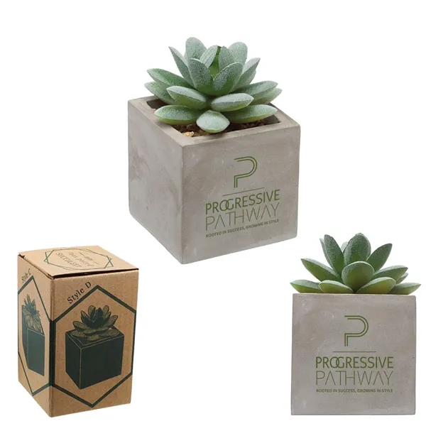 Mini Faux Potted Succulent in concrete planter... from ASI 62190 Illini