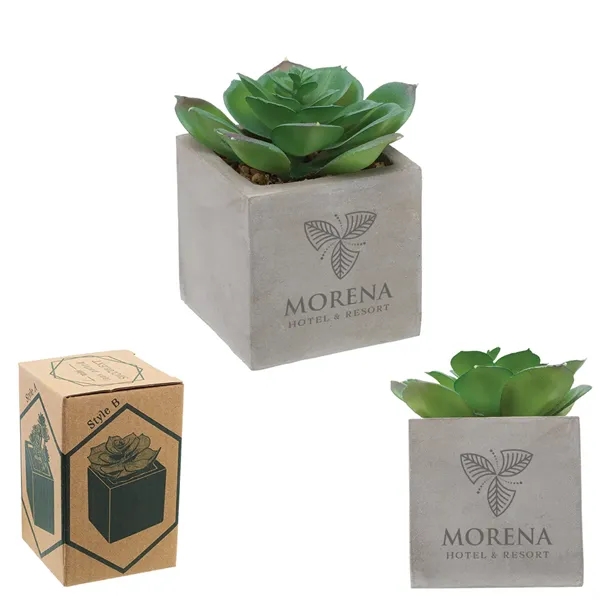 Mini Faux Potted Succulent in concrete planter... from ASI 62190 Illini