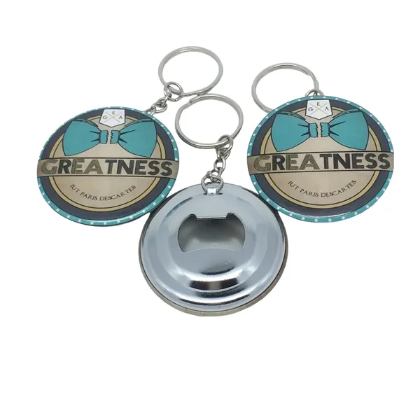 Full color tin bottle opener keychain plus full color CMYK imprint... from ASI 37218 Athena Promo (tm)