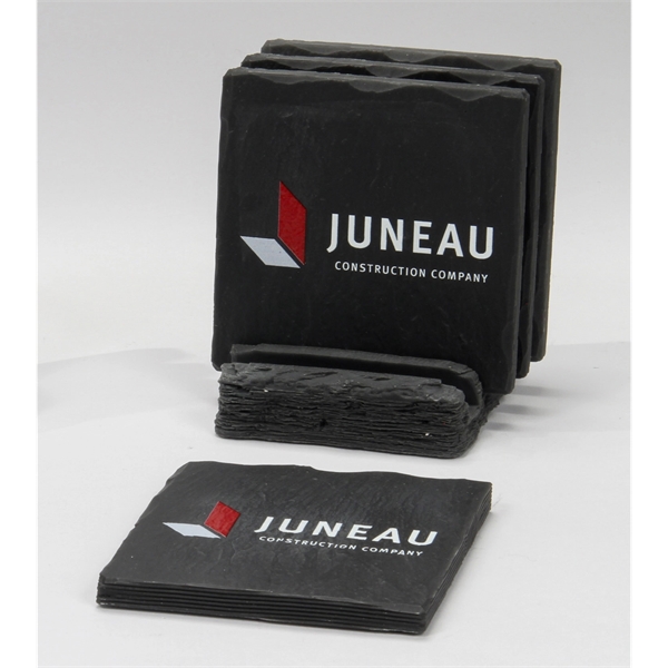 This square 4-pc stone coaster set has a shale-textured surface to... from ASI 89860 StoneyCreek / StoneyCreek®