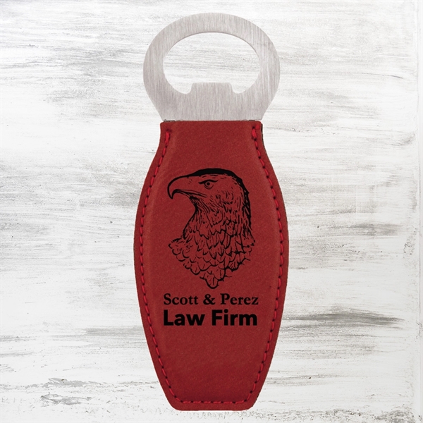 Bottle opener with magnet is made of leather and is a... from ASI 47791 Best Deal Awards