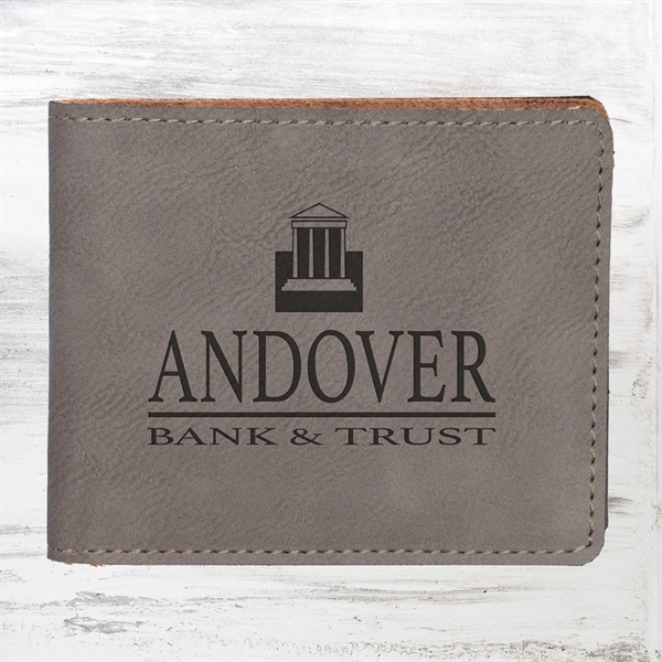 Bifold wallet with a unique leather touch turning an everyday wallet... from ASI 47791 Best Deal Awards