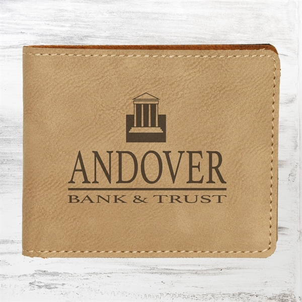 Bifold wallet with a unique leather touch turning an everyday wallet... from ASI 47791 Best Deal Awards