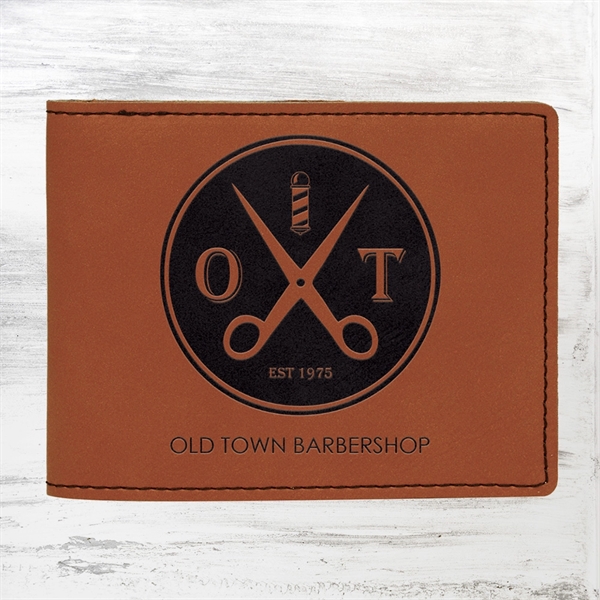 Bifold wallet with a unique leather touch turning an everyday wallet... from ASI 47791 Best Deal Awards