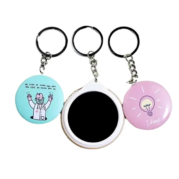 Full color tin mirror keychain plus full color CMYK imprint on... from ASI 37218 Athena Promo (tm)