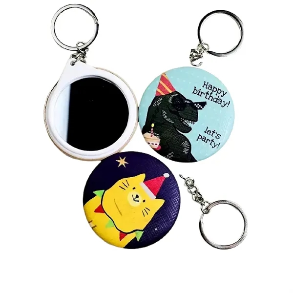 Full color tin mirror keychain plus full color CMYK imprint on... from ASI 37218 Athena Promo (tm)