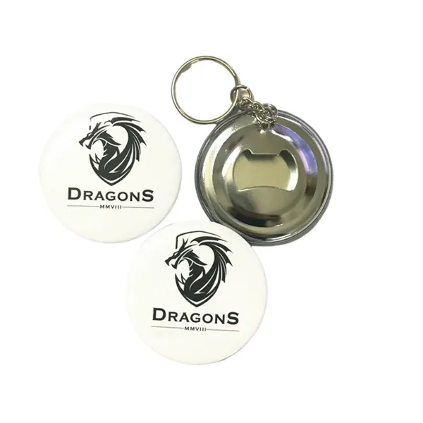 Full color tin bottle opener keychain plus full color CMYK imprint... from ASI 37218 Athena Promo (tm)