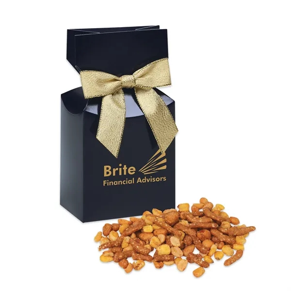 Navy gift box with sweet & salty snack mix... from ASI 68680 Maple Ridge Farms Inc