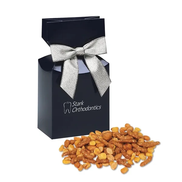 Navy gift box with sweet & salty snack mix... from ASI 68680 Maple Ridge Farms Inc