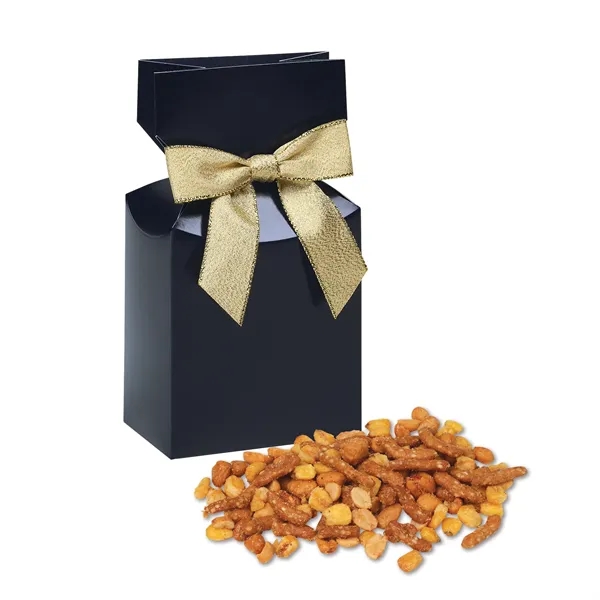 Navy gift box with sweet & salty snack mix... from ASI 68680 Maple Ridge Farms Inc