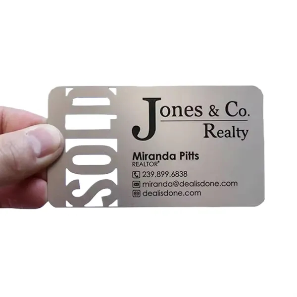Stainless steel business name card plus laser engraving on one side... from ASI 37218 Athena Promo (tm)