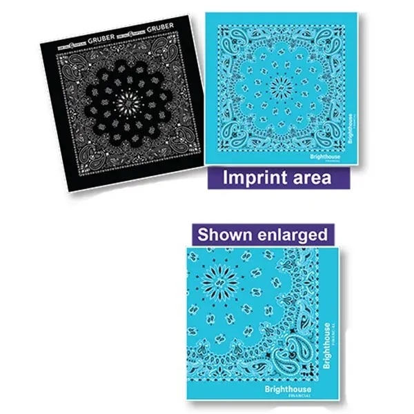 22" x 22" split paisley bandanna with customization options.... from ASI 44020 Bandanna Promotions By CARO-LINE / Bandanna Promotions