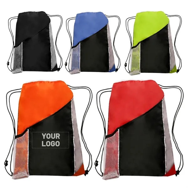 Drawstring backpack with side mesh pockets plus 1 color silkscreen imprint... from ASI 37218 Athena Promo (tm)