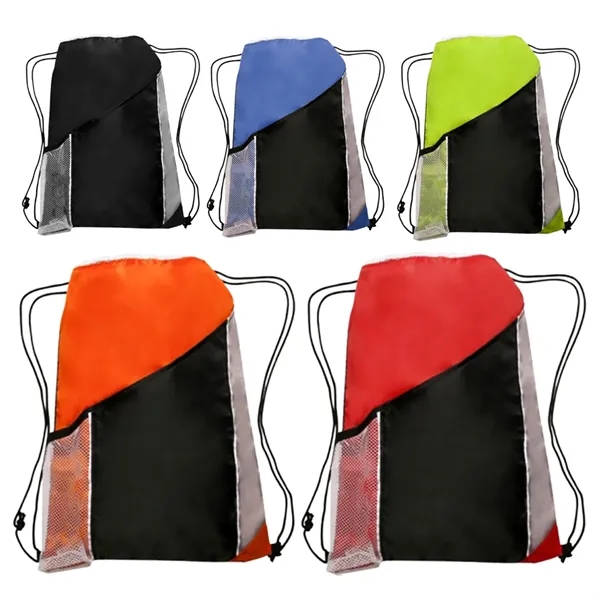 Drawstring backpack with side mesh pockets plus 1 color silkscreen imprint... from ASI 37218 Athena Promo (tm)