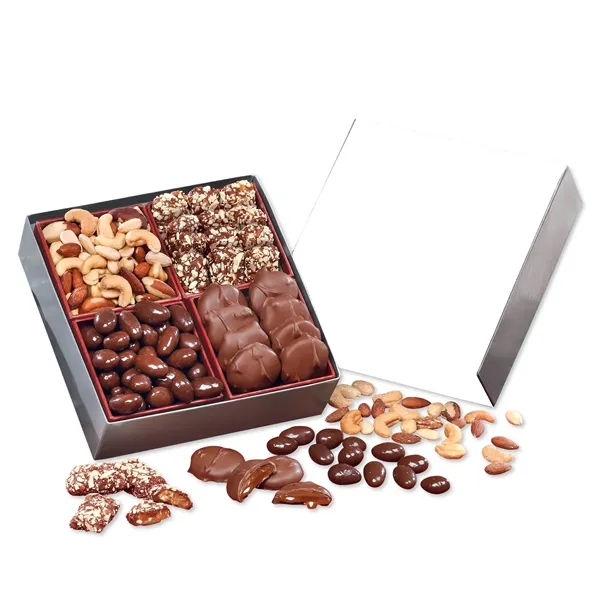 Gift box with a custom full-color sleeve filled with chocolates and... from ASI 68680 Maple Ridge Farms Inc