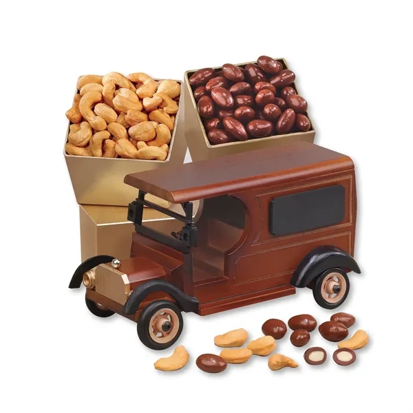 collectible wooden delivery truck packed with fancy cashews and milk chocolate... from ASI 68680 Maple Ridge Farms Inc