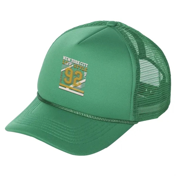 Structured five-panel trucker cap with pre-curved visor and mesh backing.... from ASI 39552 BEL Promo