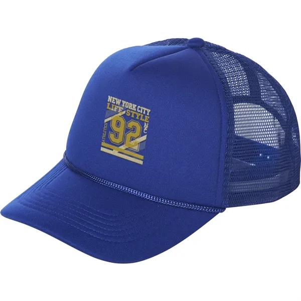 Structured five-panel trucker cap with pre-curved visor and mesh backing.... from ASI 39552 BEL Promo