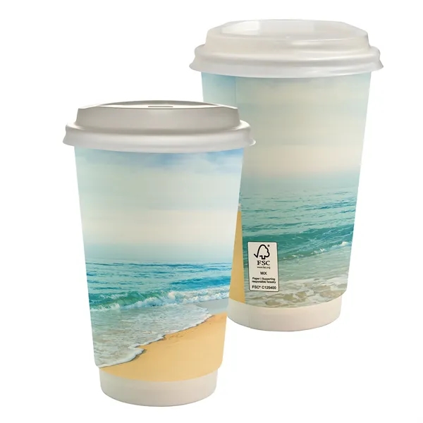 16 oz. Full Color Seaside Paper Cup With Lid... from ASI 30208 A P Specialties / AP Specialties