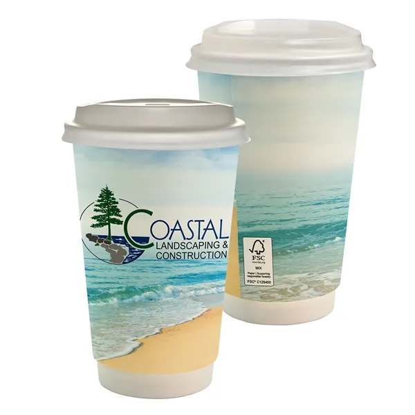 16 oz. Full Color Seaside Paper Cup With Lid... from ASI 30208 A P Specialties / AP Specialties