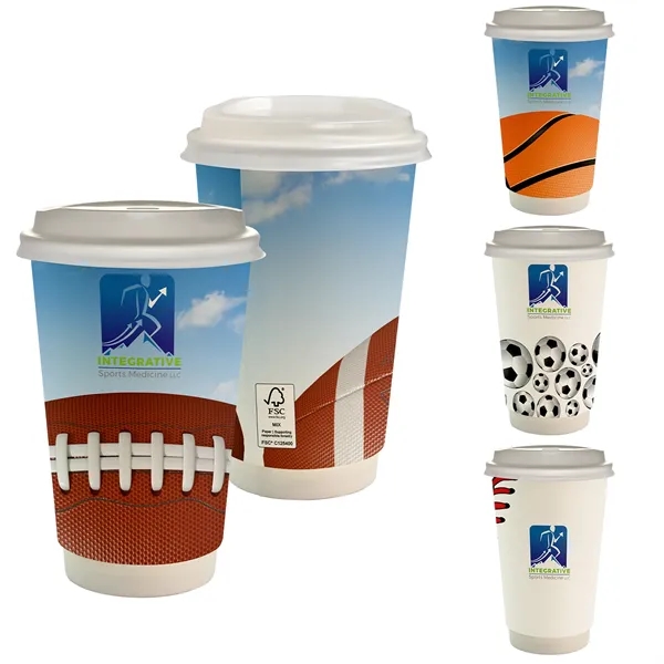 16 oz. Full Color Sporty Paper Cup With Lid... from ASI 30208 A P Specialties / AP Specialties