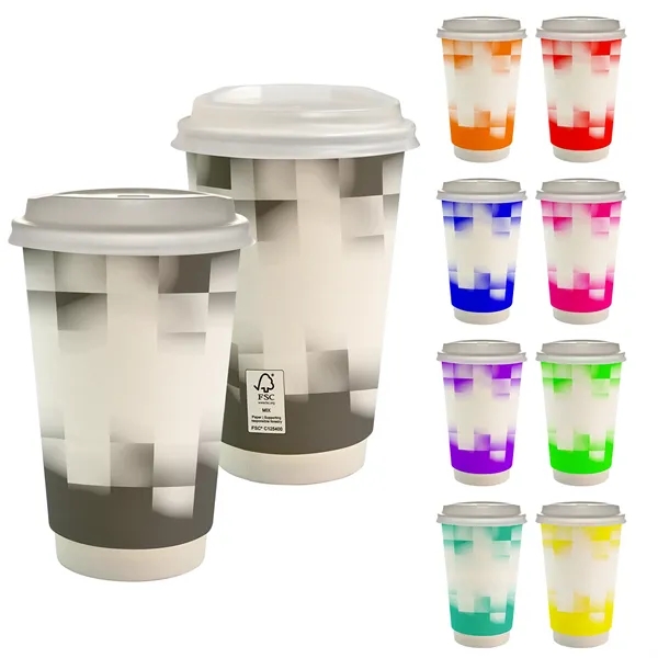 16 oz. Full Color Shaded Checkers Paper Cup With Lid... from ASI 30208 A P Specialties / AP Specialties