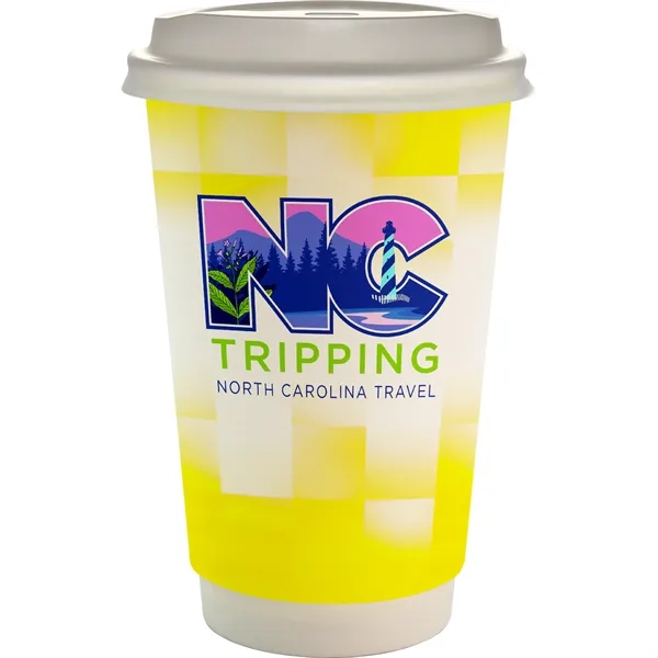 16 oz. Full Color Shaded Checkers Paper Cup With Lid... from ASI 30208 A P Specialties / AP Specialties