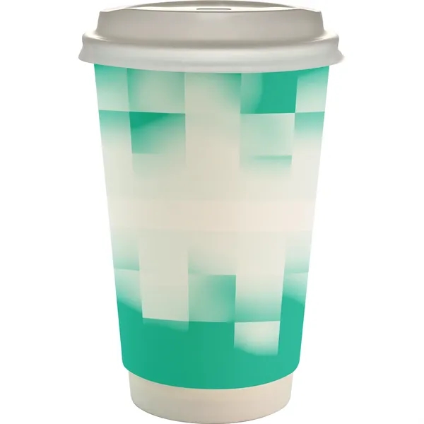 16 oz. Full Color Shaded Checkers Paper Cup With Lid... from ASI 30208 A P Specialties / AP Specialties