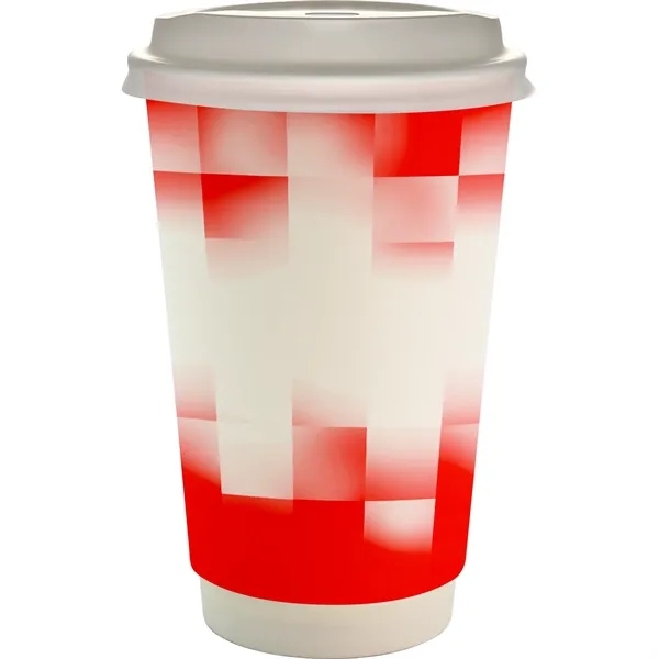 16 oz. Full Color Shaded Checkers Paper Cup With Lid... from ASI 30208 A P Specialties / AP Specialties