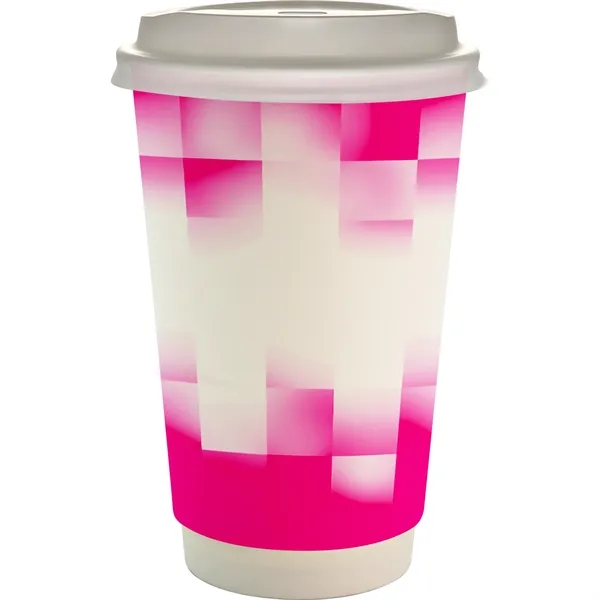 16 oz. Full Color Shaded Checkers Paper Cup With Lid... from ASI 30208 A P Specialties / AP Specialties