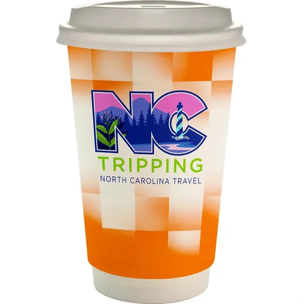 16 oz. Full Color Shaded Checkers Paper Cup With Lid... from ASI 30208 A P Specialties / AP Specialties