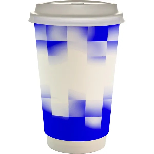 16 oz. Full Color Shaded Checkers Paper Cup With Lid... from ASI 30208 A P Specialties / AP Specialties