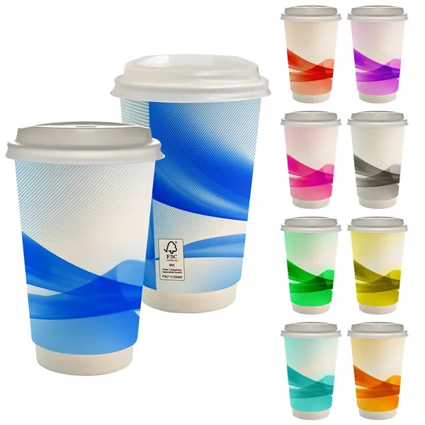 16 oz. Full Color Groovy Paper Cup With Lid... from ASI 30208 A P Specialties / AP Specialties