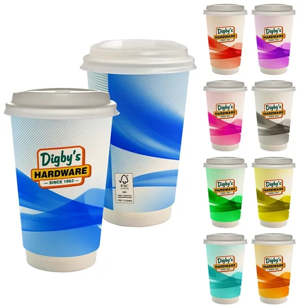 16 oz. Full Color Groovy Paper Cup With Lid... from ASI 30208 A P Specialties / AP Specialties