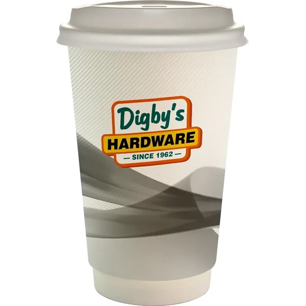 16 oz. Full Color Groovy Paper Cup With Lid... from ASI 30208 A P Specialties / AP Specialties