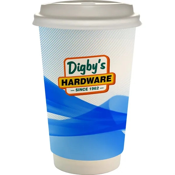 16 oz. Full Color Groovy Paper Cup With Lid... from ASI 30208 A P Specialties / AP Specialties