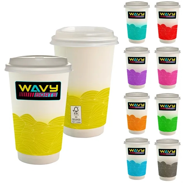 16 oz. Full Color Turbulent Waves Paper Cup With Lid... from ASI 30208 A P Specialties / AP Specialties