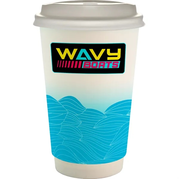 16 oz. Full Color Turbulent Waves Paper Cup With Lid... from ASI 30208 A P Specialties / AP Specialties