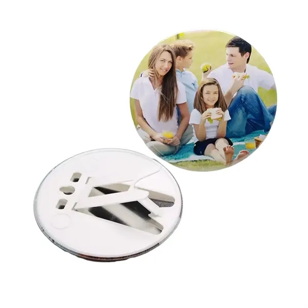 2.95" Full color round tin photo stand plus full color CMYK... from ASI 37218 Athena Promo (tm)