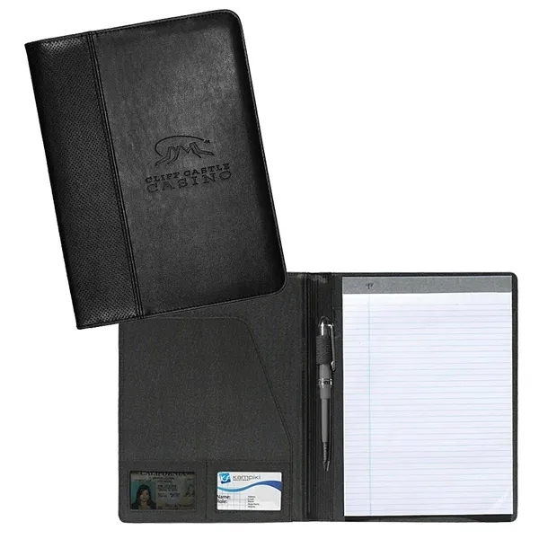 Perforated PVC padfolio with inside flap pocket, elastic pen loop, business... from ASI 68507 The Magnet Group / Perfect Line